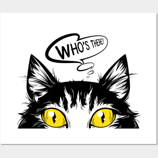 Suspicious Cat with yellow Eyes Posters and Art